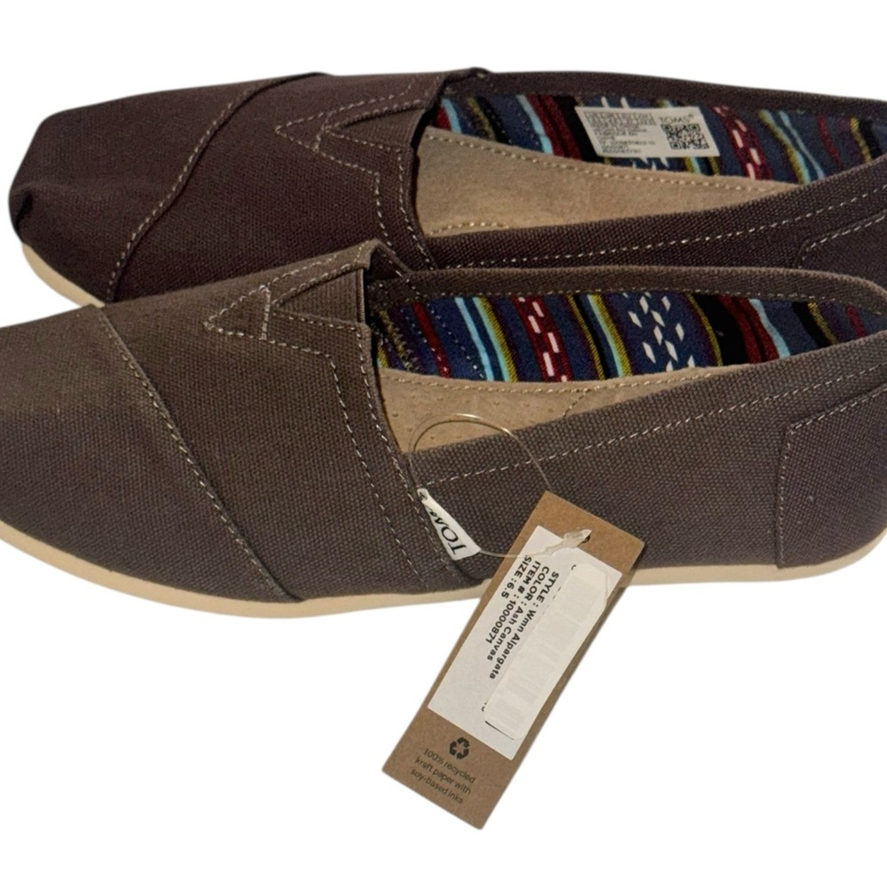 TOMS Chocolate Canvas Slip-Ons - Picture 4 of 8